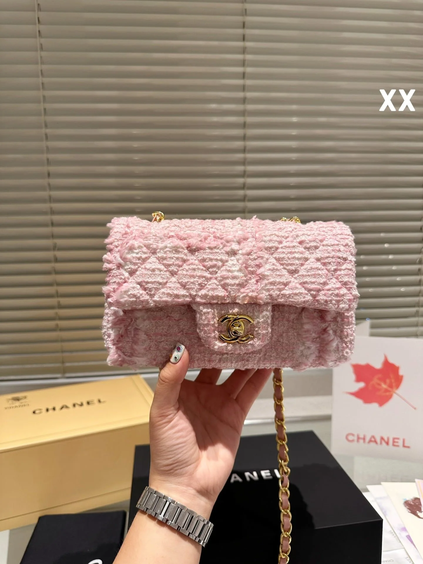 Chanel 22k woolen chain bag pink size: 20*11cm - LITELUX