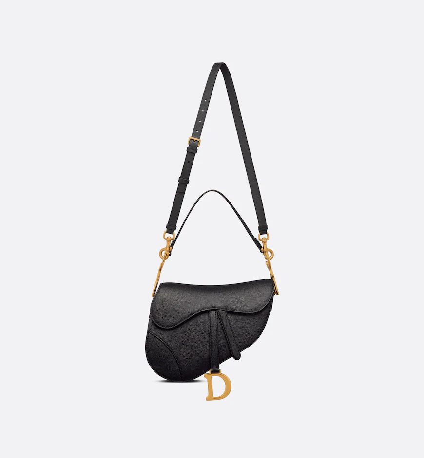 DIOR / SADDLE BAG WITH STRAP Black Grained Calfskin M0455CBAA_M900 - LITELUX