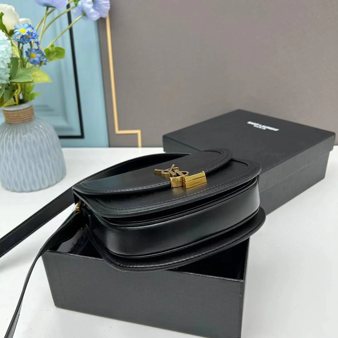 YSL saddle cowhide leather shoulder bag 0233 black size: 19*16*6cm - LITELUX