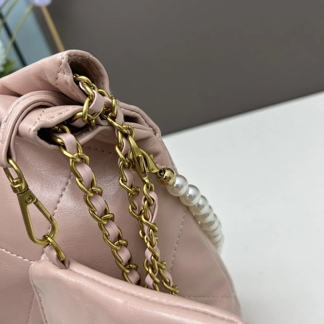 CHANEL Pearl garbage bag pink size: 23*28*22*7cm - LITELUX