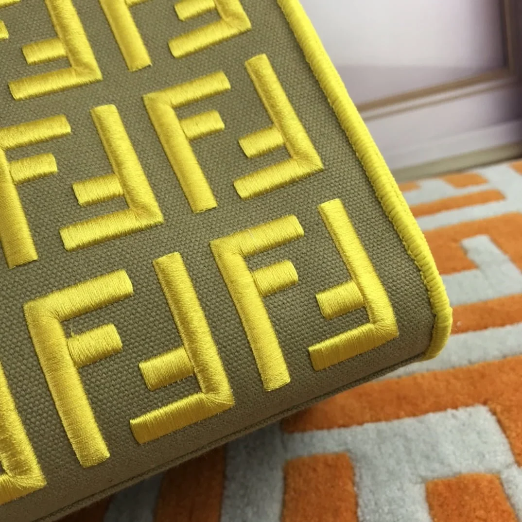 FENDI peekaboo Canvas Tote with mobile phone bag yellow 2118 Size: 37*32 cm - LITELUX