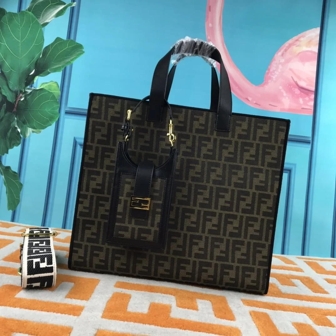 FENDI peekaboo Canvas Tote with mobile phone bag Black 2118 Size: 37*32 cm - LITELUX