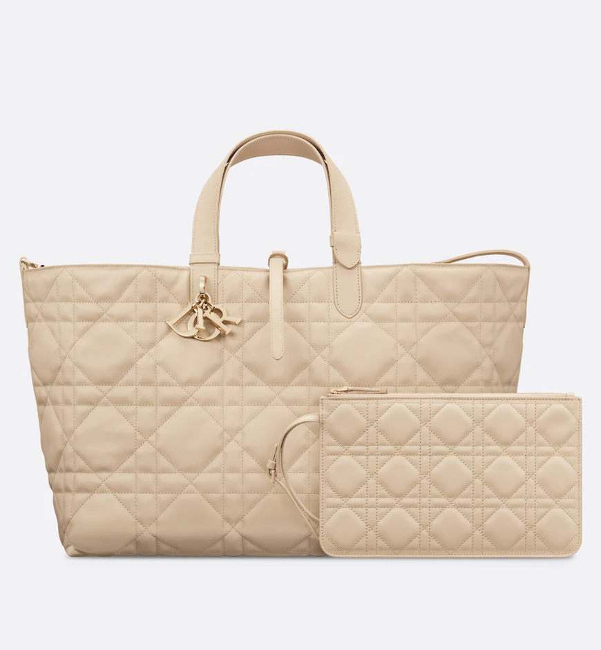 DIOR / LARGE DIOR TOUJOURS BAG Powder Beige Macrocannage Calfskin M2820OSHJ_M51U - LITELUX