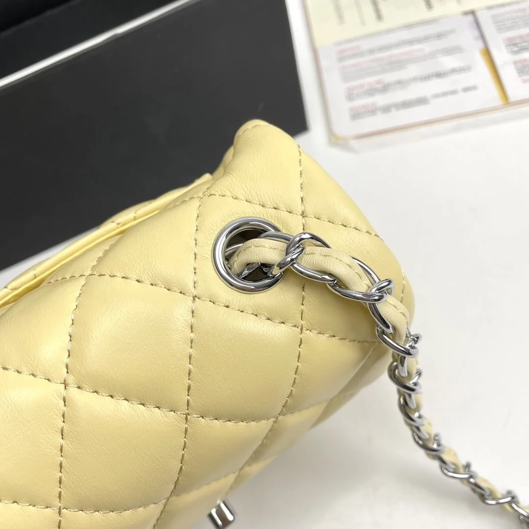 Chanel cf Square Fat 1115 sheepskin leather yellow size: 18*14*7cm - LITELUX