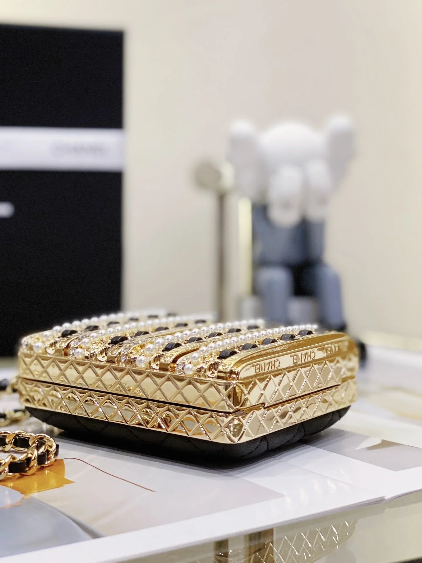 chanel22k dinner bag gold Pearl string size: 11*9*4.5cm - LITELUX