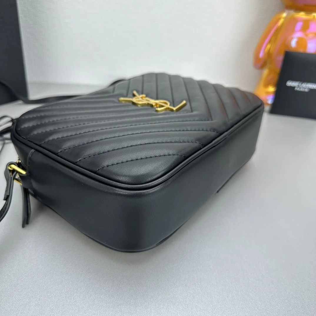 YSL MONOGRAM SAINT LAURENT LOU quilted leather camera bag black with gold hardware 520534 size: 23*16*6CM - LITELUX