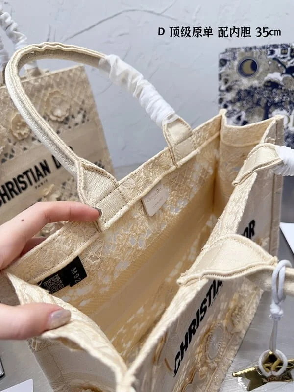 Dior 3D follower embossed jacquard book tote bag cream white size: 42cm /36cm /26cm - LITELUX