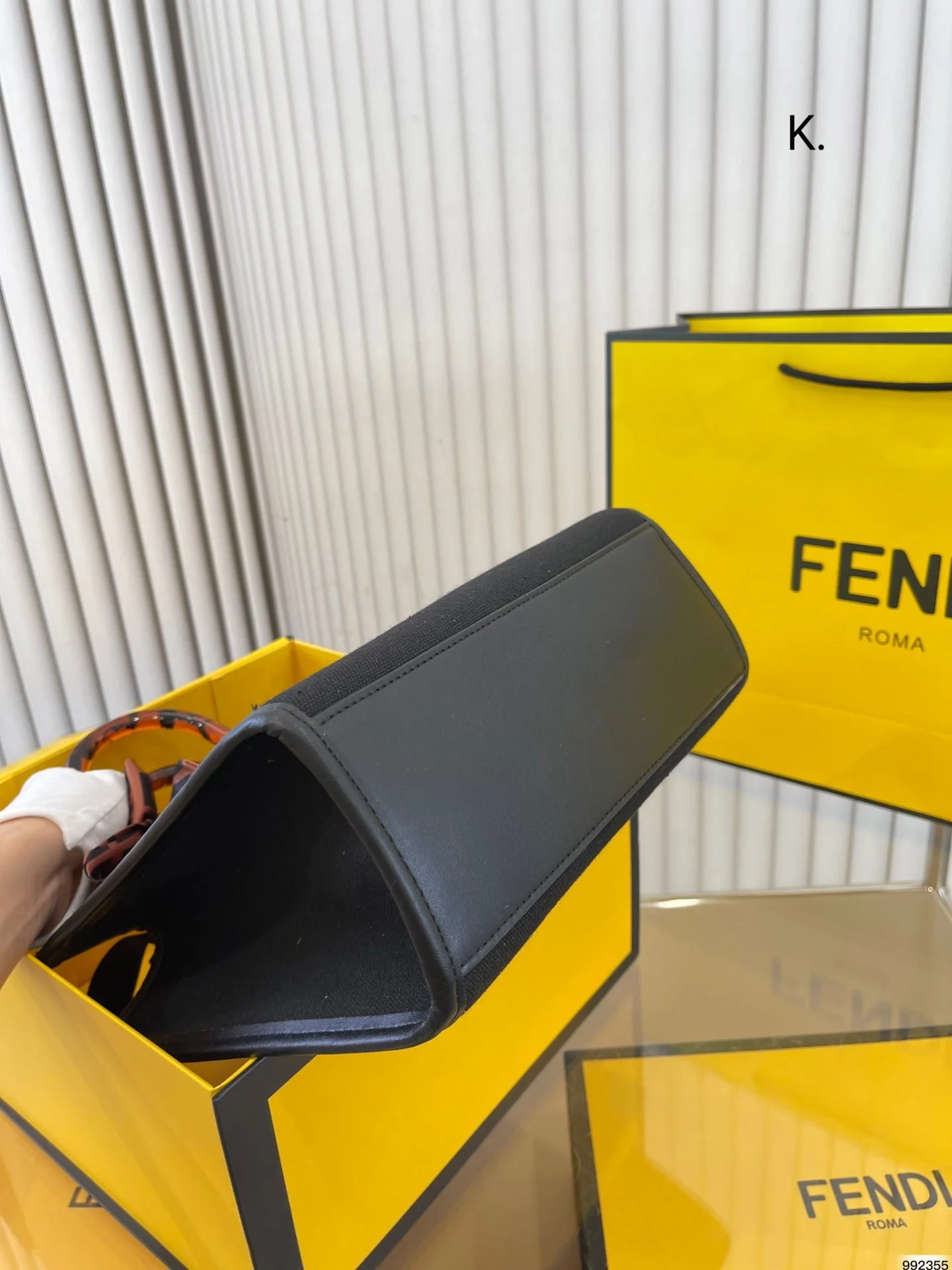 FENDI Tote bag canvas Black/White/Dark Green Size: 25*22cm - LITELUX