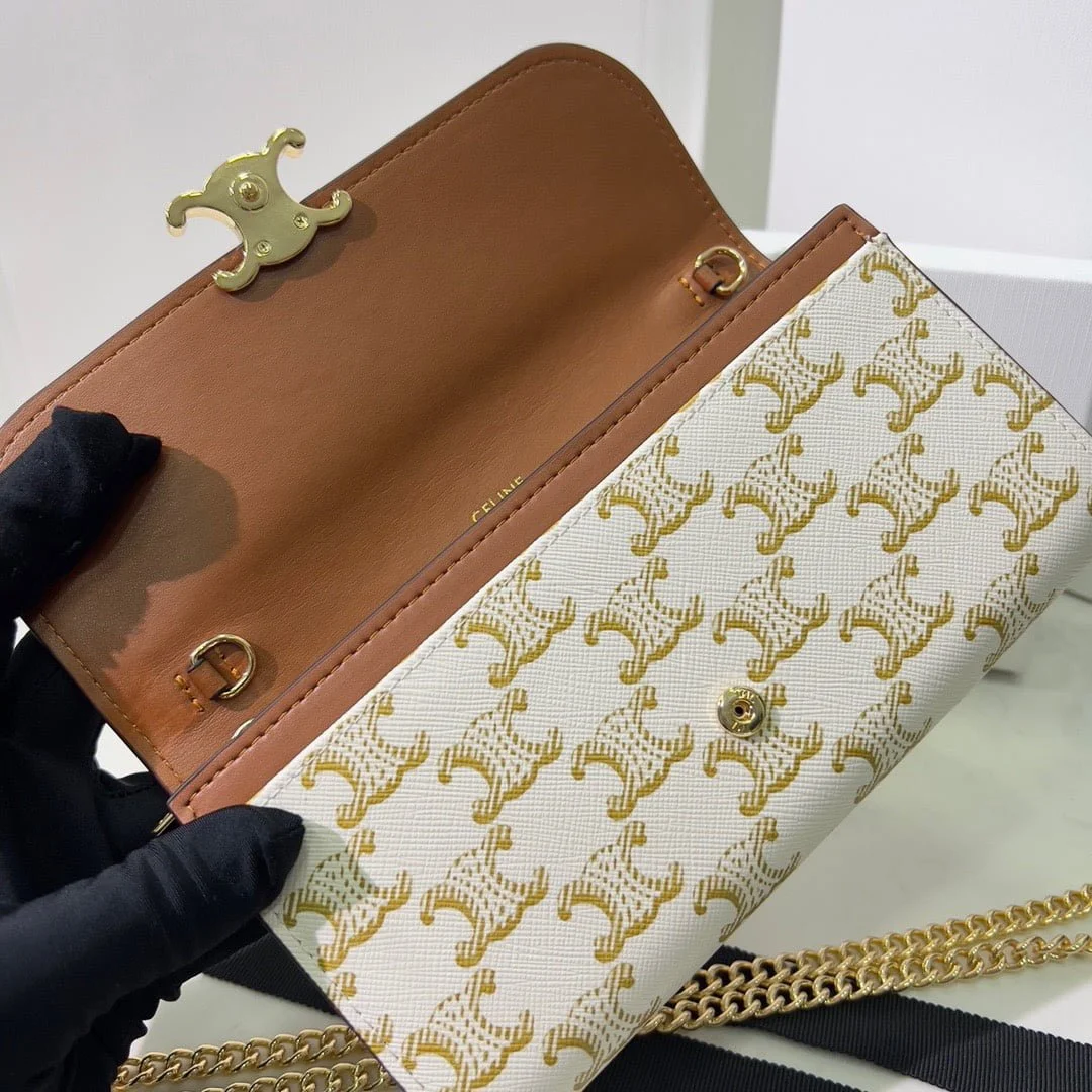 CELINE Presbyopia pattern white Chain bag 621663 Size:19*10.5*3.5cm - LITELUX