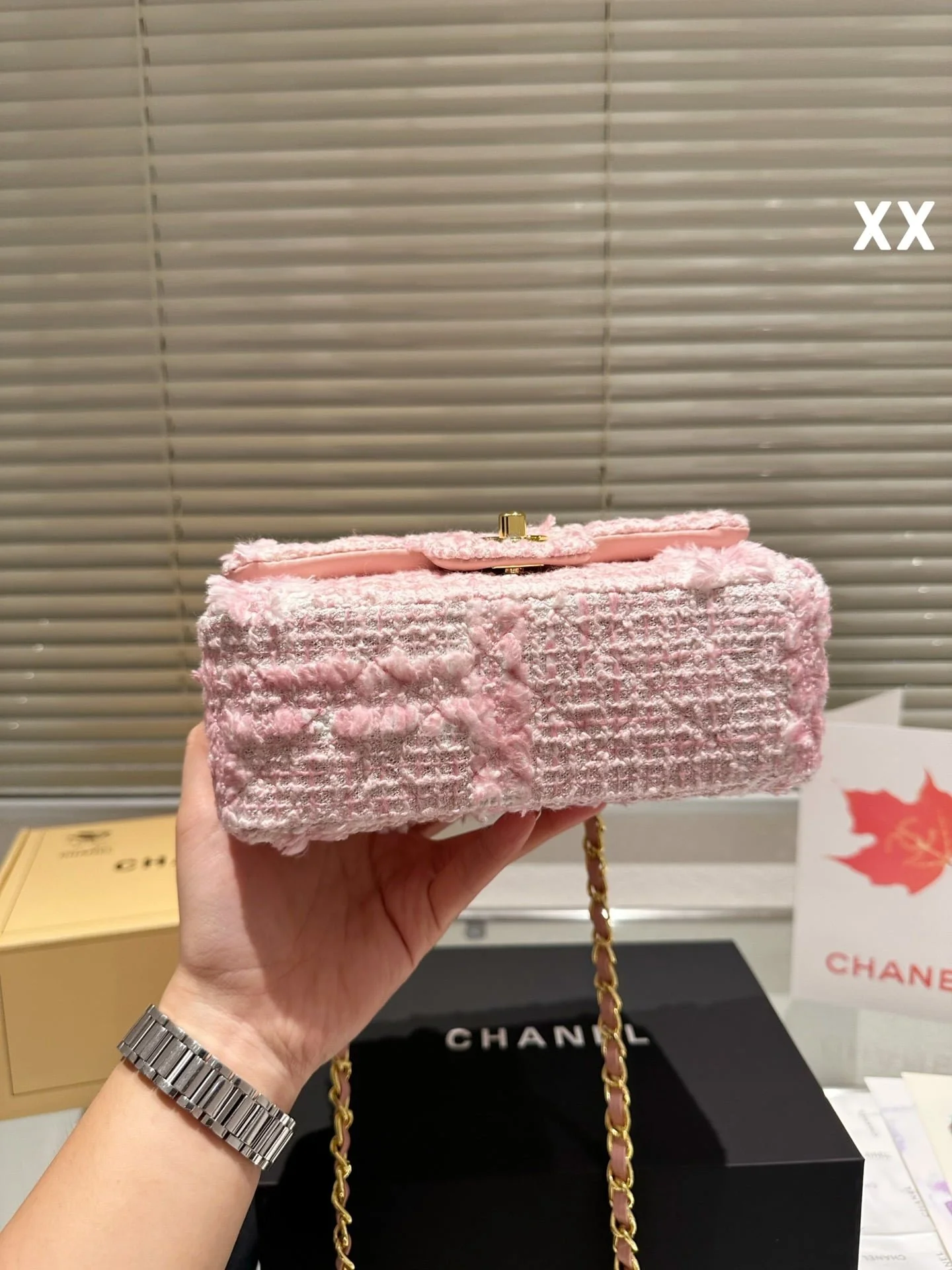 Chanel 22k woolen chain bag pink size: 20*11cm - LITELUX