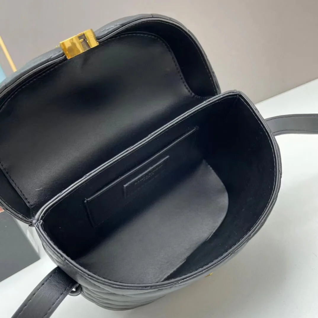 YSL JUNE Quilted sheep leather box bag with gold hardware 710080 size: 19 *15 *8cm - LITELUX