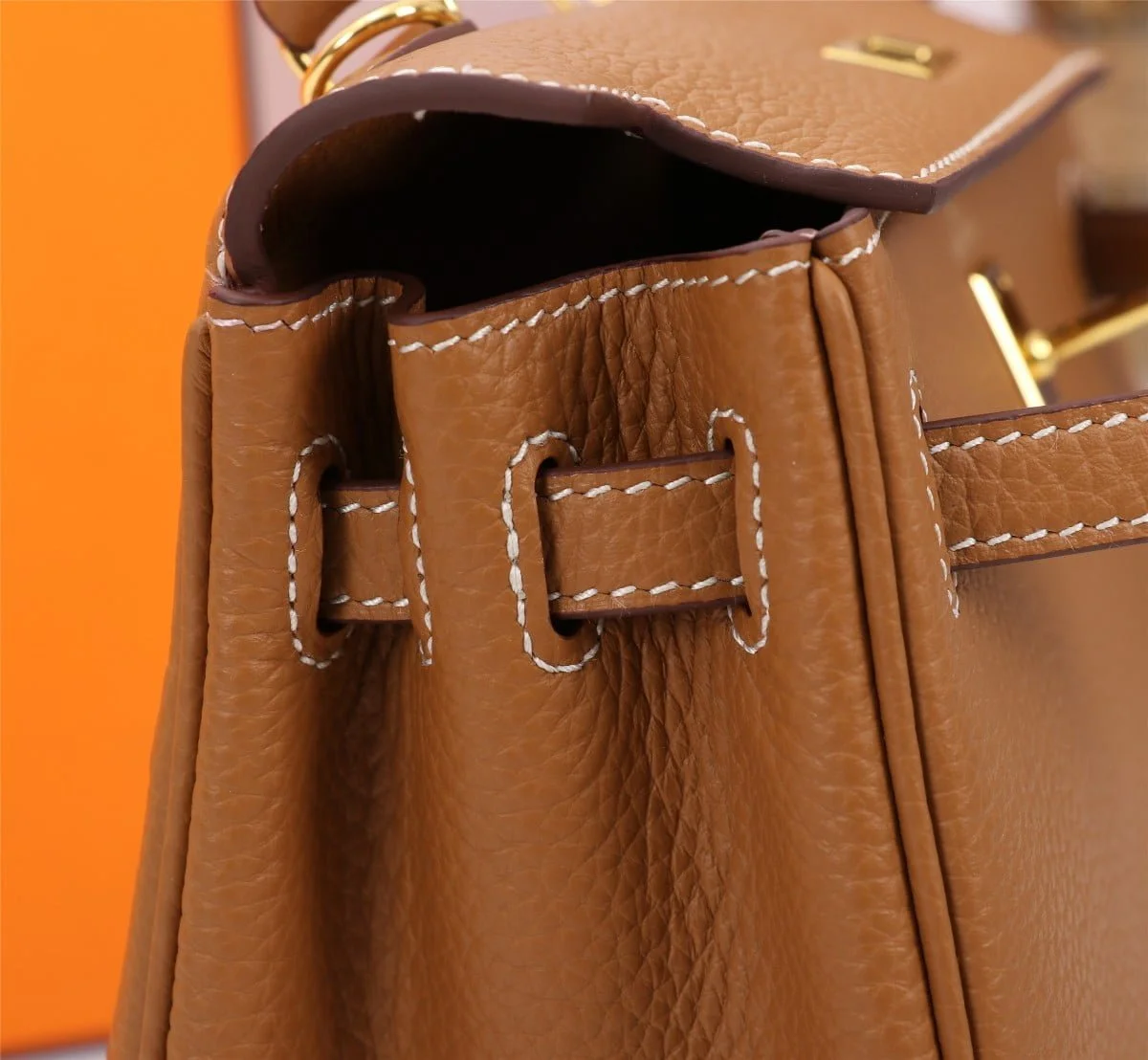 Hermès Kelly Togo Calf Gold hardware Golden brown size: 25Cm/ 28Cm - LITELUX