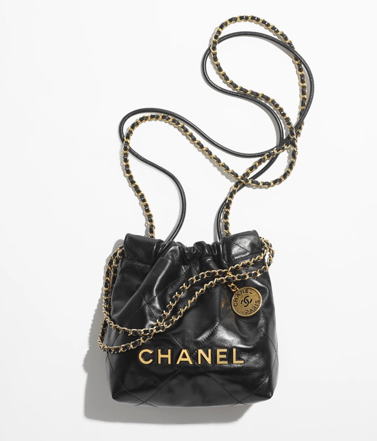 CHANEL / CHANEL 22 MINI HANDBAG Shiny Calfskin & Gold-Tone Metal Black Ref. AS3980 B08037 94305 - LITELUX