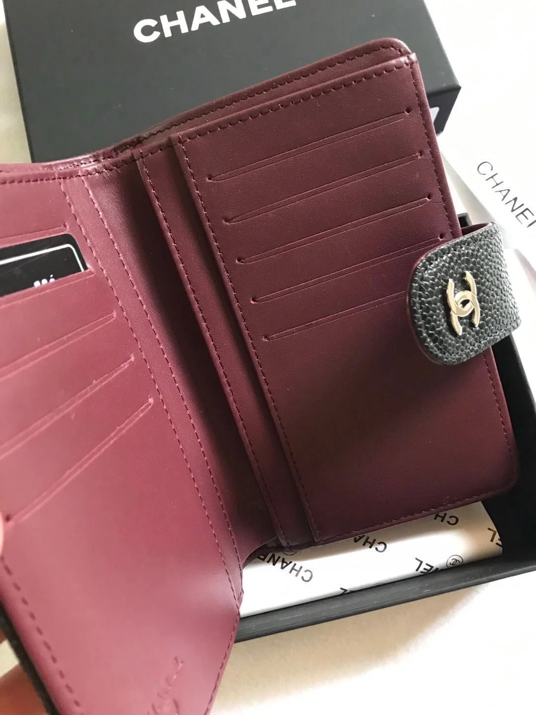 Chanel sheepskin wallet with gold and sliver hardware 50073 size: 15*10cm - LITELUX