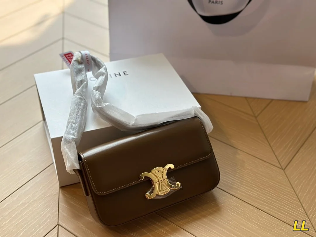 CELINE TRIOMPHE Crossbody bag Black/White/Brown/red  20cm - LITELUX