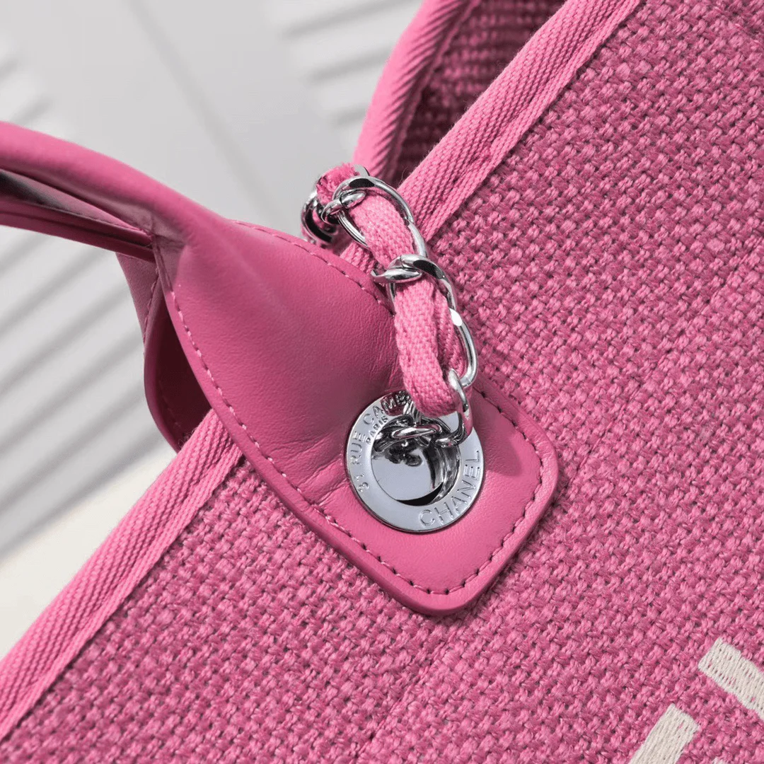 Chanel new beach bag denim bag pink with little wallet size: 48*38*30*14cm - LITELUX