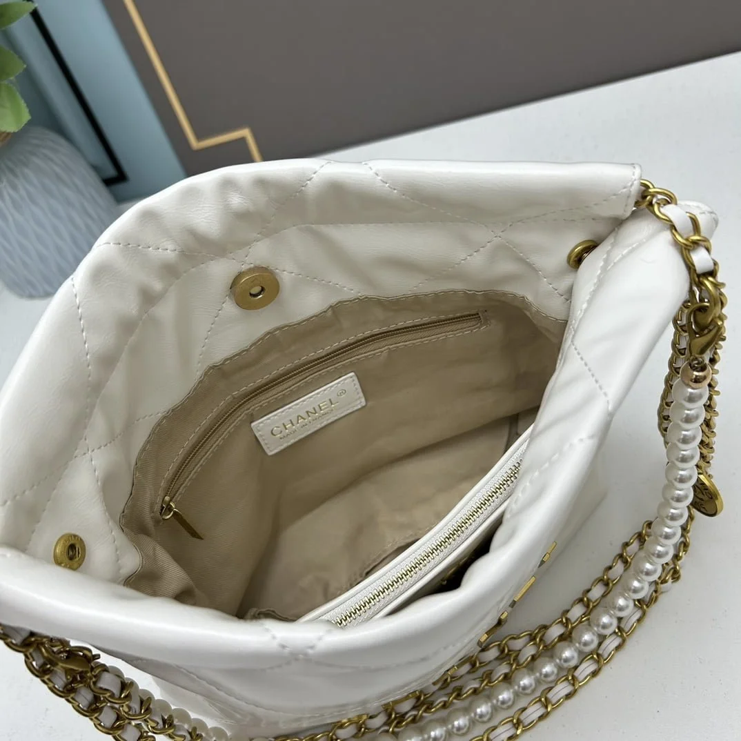 CHANEL Pearl garbage bag white size: 23*28*22*7cm - LITELUX