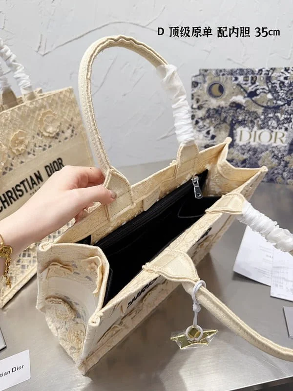 Dior 3D follower embossed jacquard book tote bag cream white size: 42cm /36cm /26cm - LITELUX