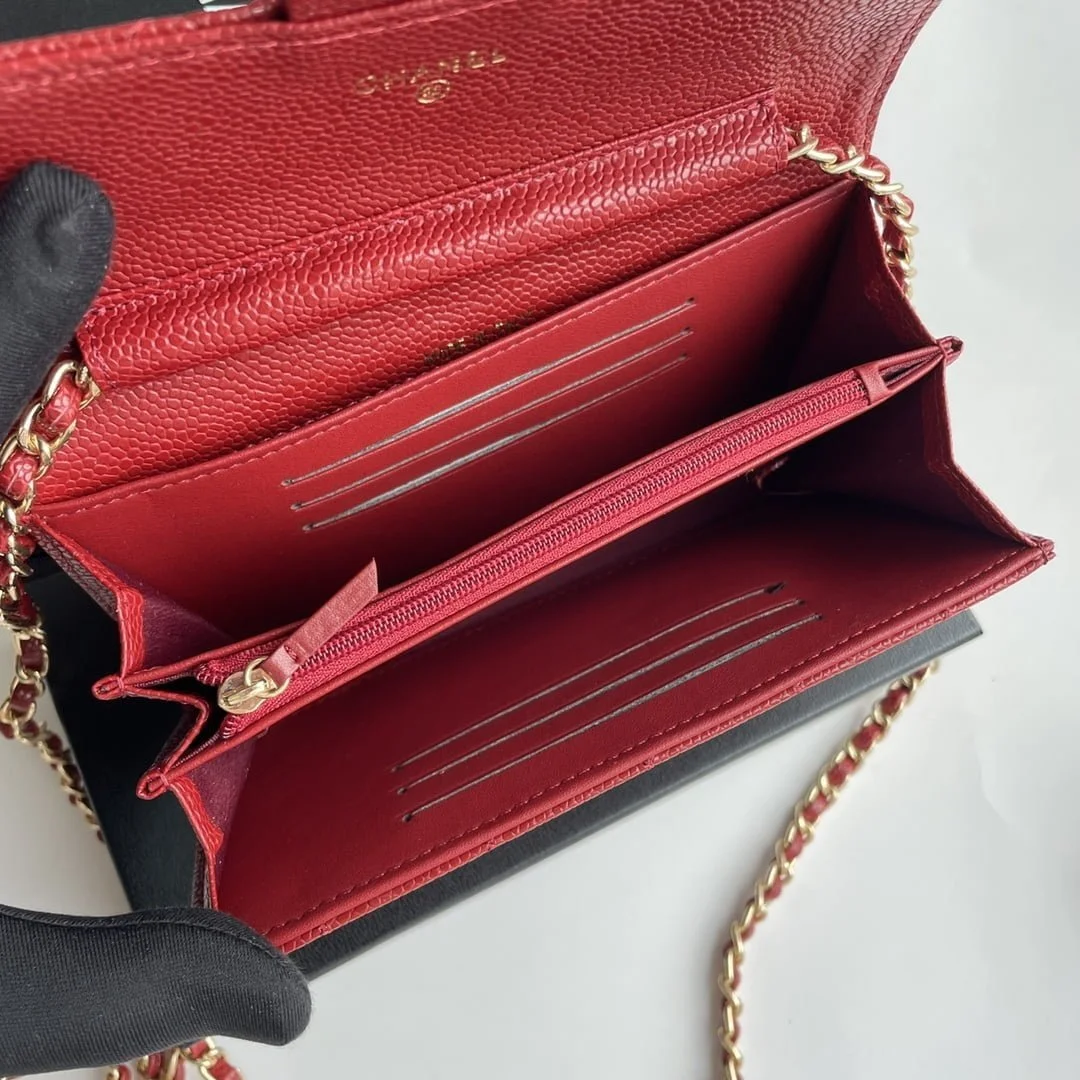 Chanel chain crossbody bag Cowhide with diamond lattice caviar Red A50076 size: 18*10.5*3.5cm - LITELUX