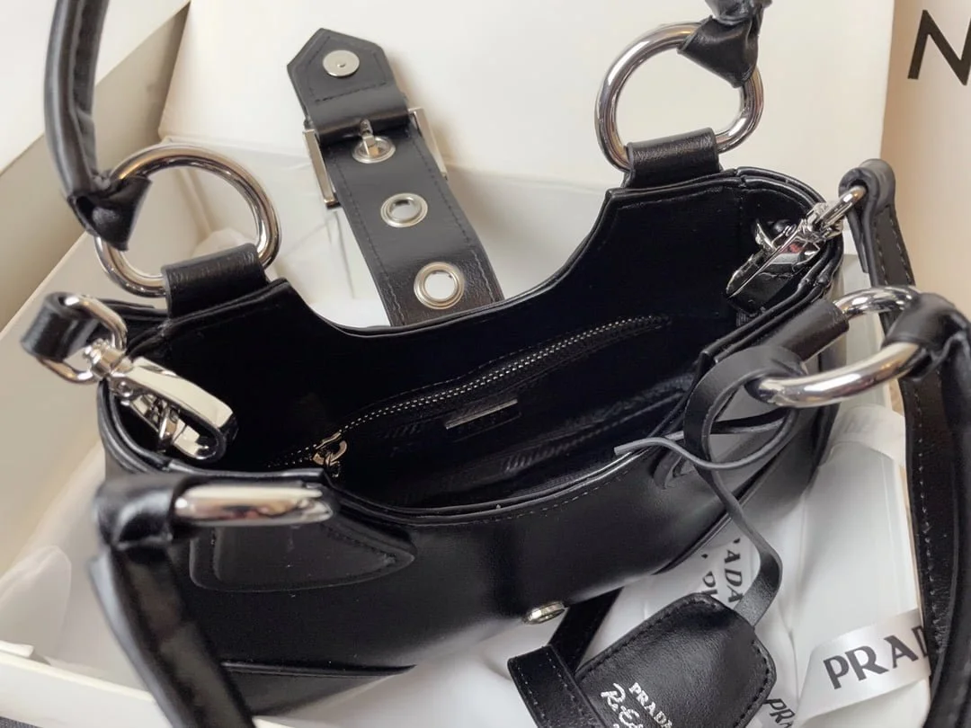 Prada leather Underarm bag black 1BA381 size: 22.5cm - LITELUX