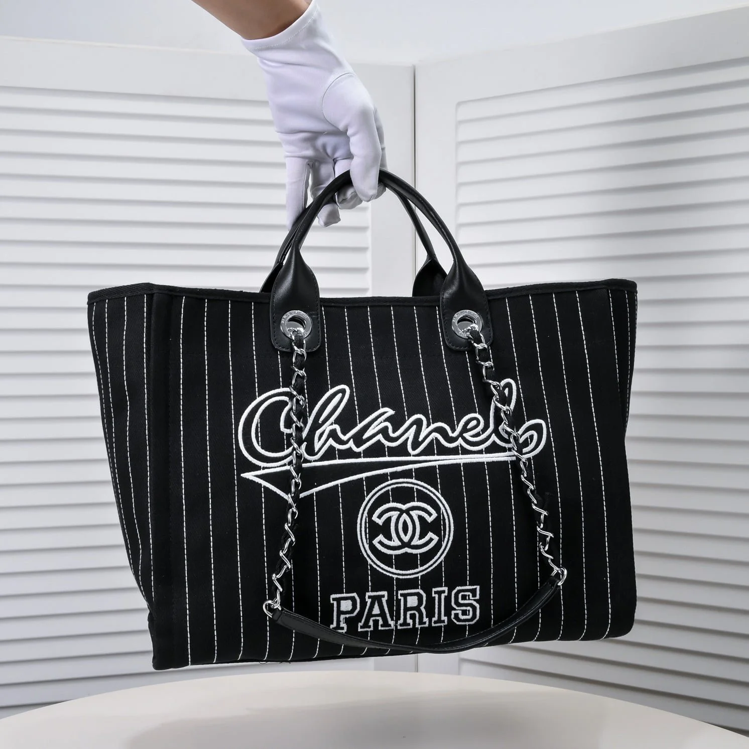 Chanel new beach bag denim bag Black with little wallet size: 48*38*30*14cm - LITELUX