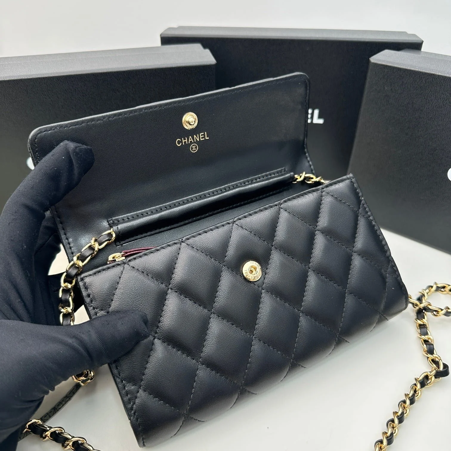 Chanel Rhombus cowhide chain crossbody bag black 8001 size: 18*10.5*3.5 cm - LITELUX