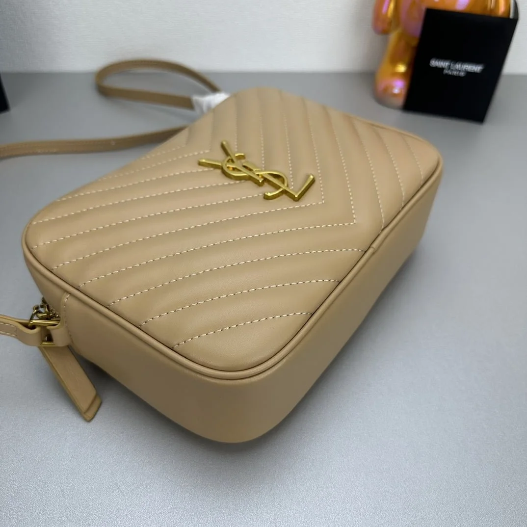 YSL MONOGRAM SAINT LAURENT LOU quilted leather camera bag khaki with gold hardware 520534 size: 23*16*6CM - LITELUX