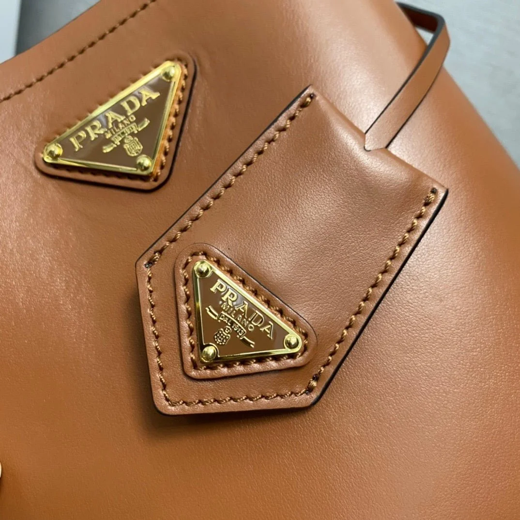 Prada Panier Plain cowhide Bucket bag brown size: 15*16*9.5cm - LITELUX