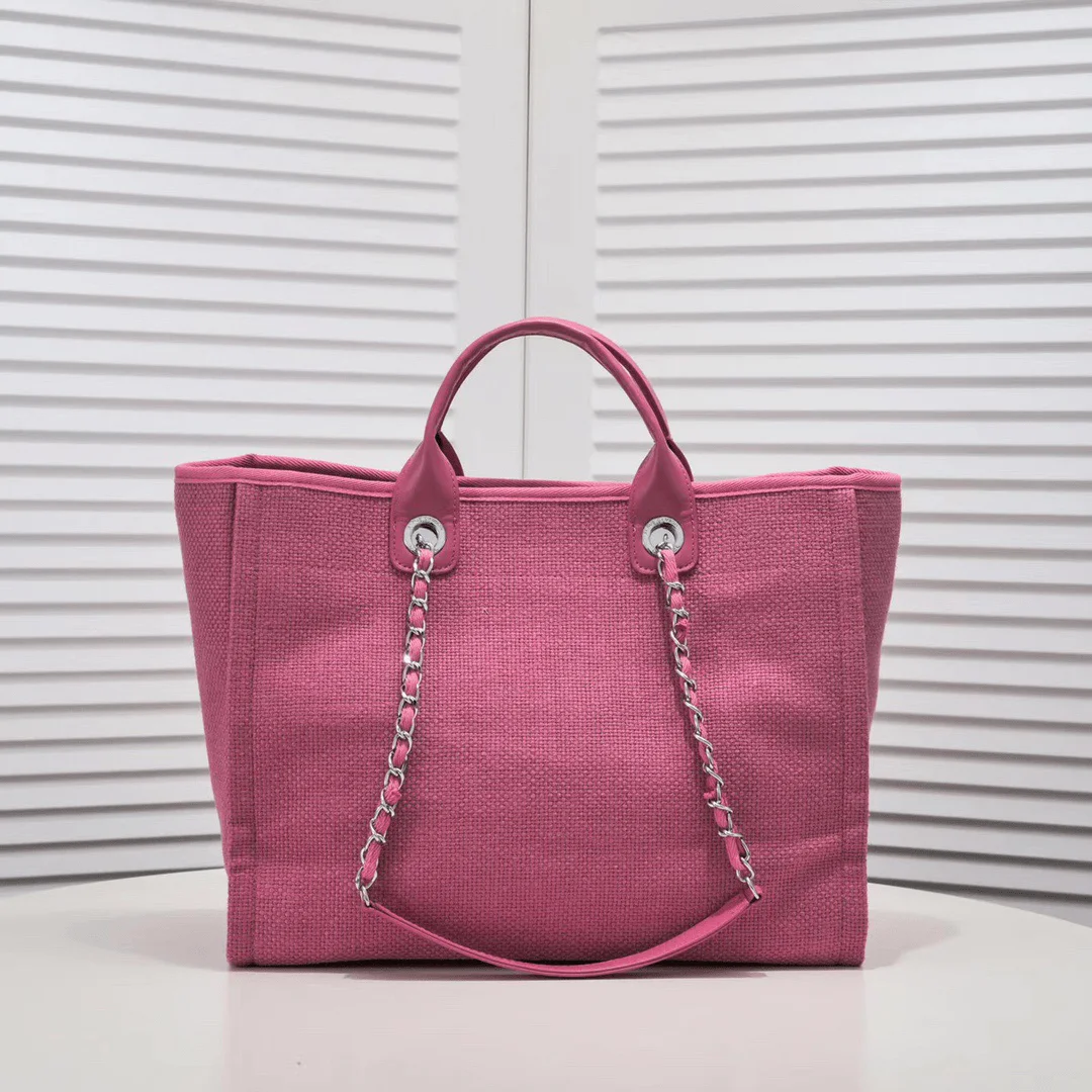 Chanel new beach bag denim bag pink with little wallet size: 48*38*30*14cm - LITELUX