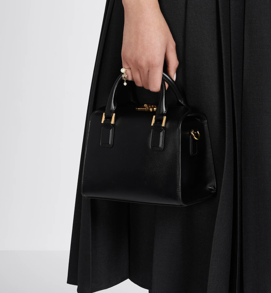 DIOR / SMALL BOSTON BAG Black Box Calfskin M8671UBEQ_M900 - LITELUX