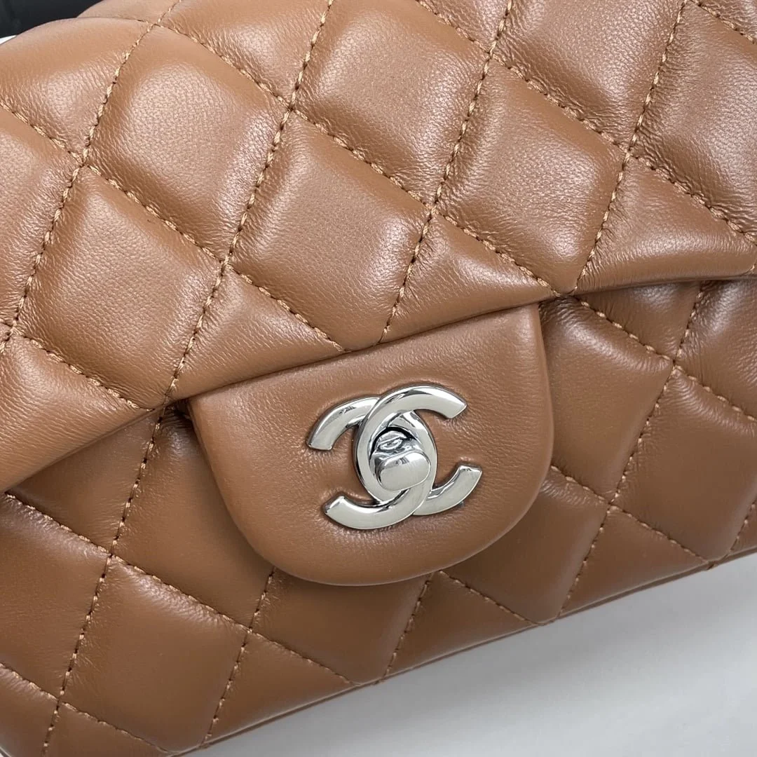 Chanel cf Square Fat 1115 sheepskin leather orange size: 18*14*7cm - LITELUX