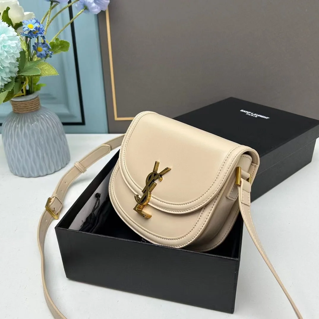 YSL saddle cowhide leather shoulder bag 0233 apricot size: 19*16*6cm - LITELUX