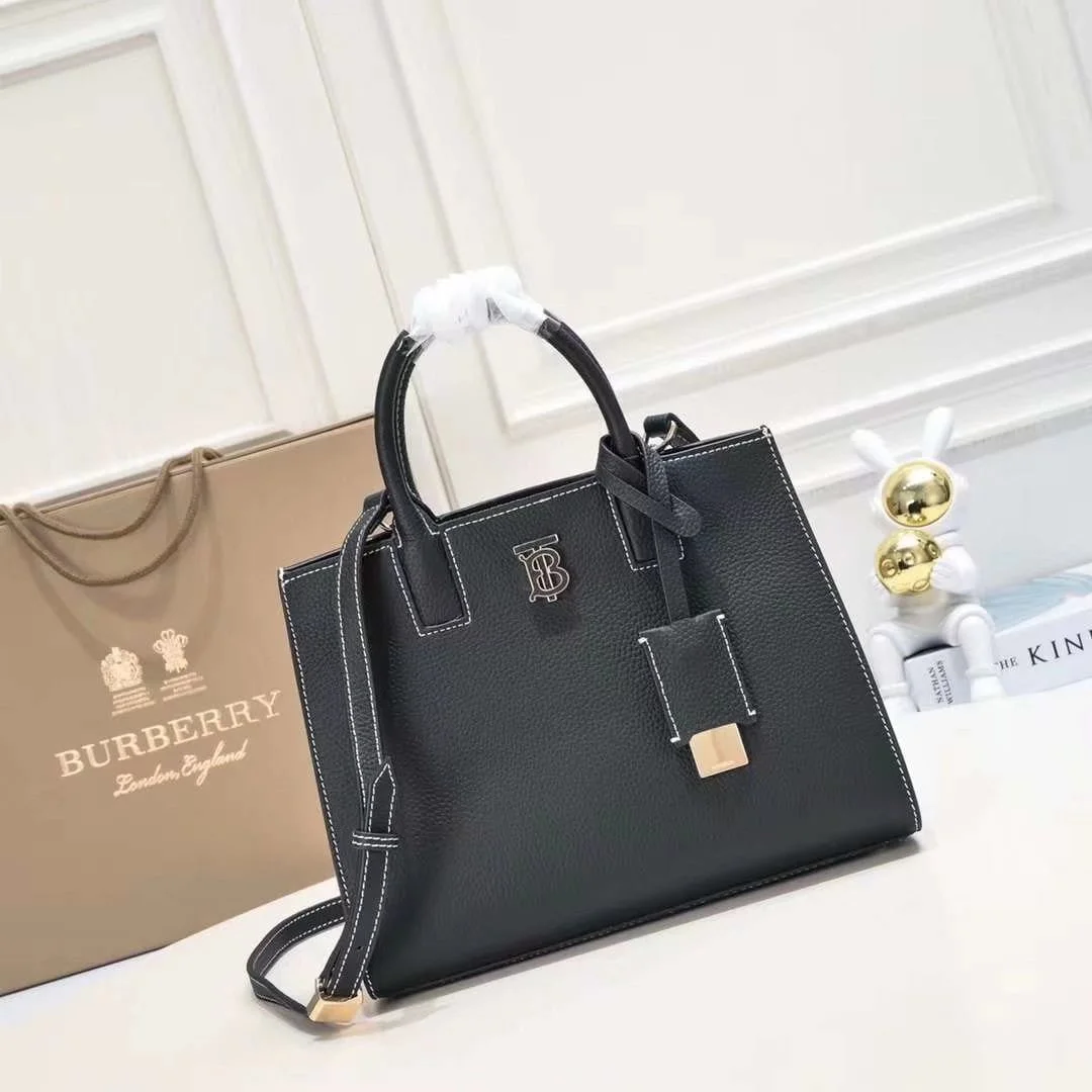 Burberry tote calfskin bag 8376 black size: 27 * 11 * 20 cm - LITELUX