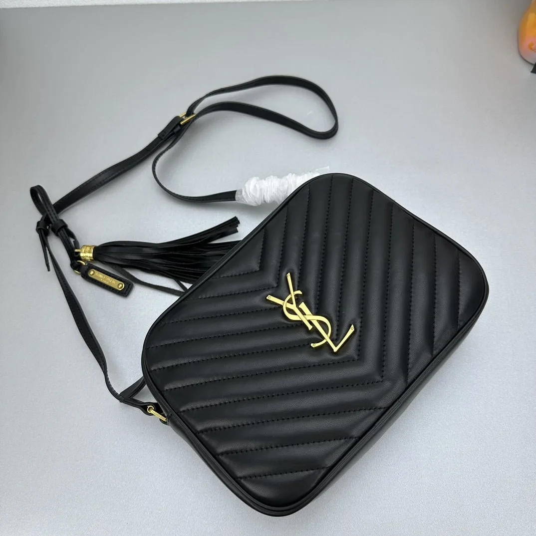 YSL MONOGRAM SAINT LAURENT LOU quilted leather camera bag black with gold hardware 520534 size: 23*16*6CM - LITELUX