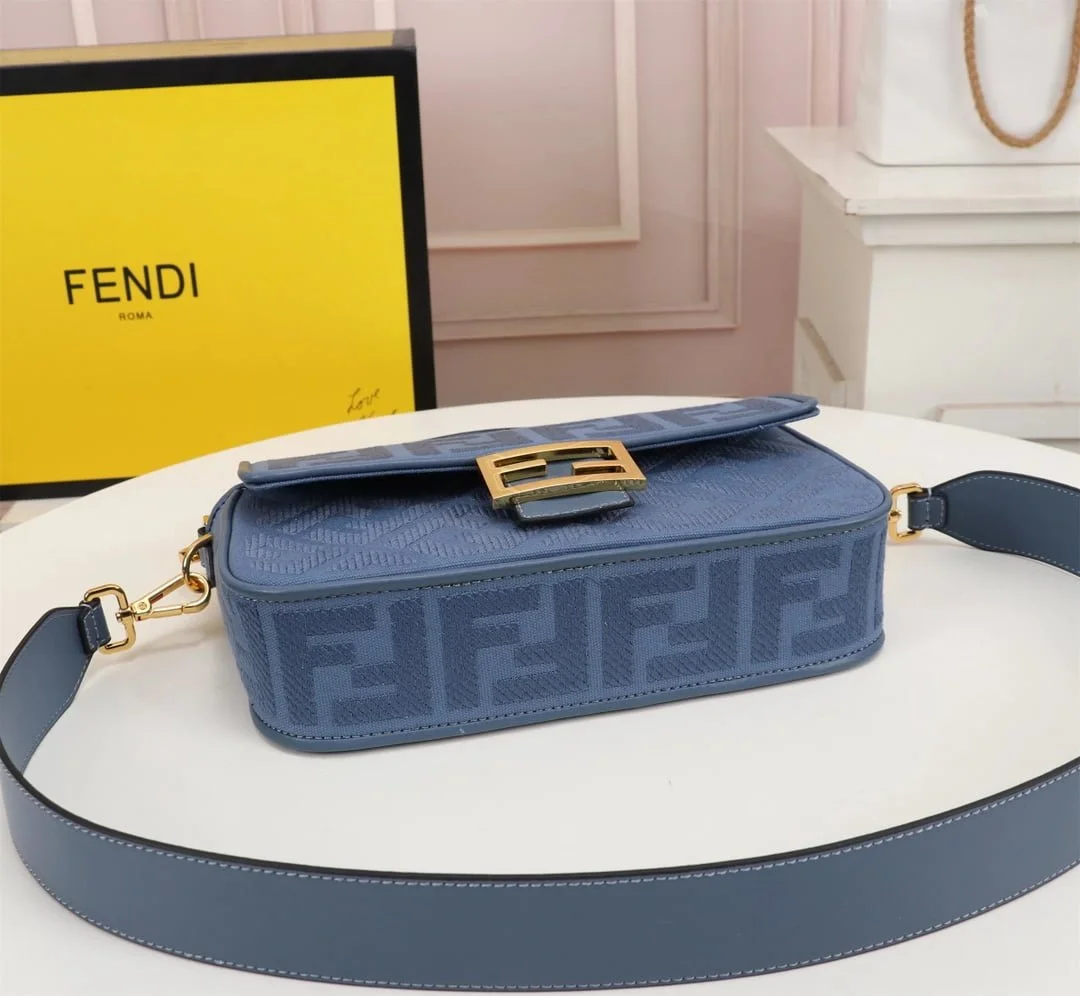 FENDI Baguette F embroidery Light Blue shoulderbag F2029 Size: 26*5*15CM - LITELUX
