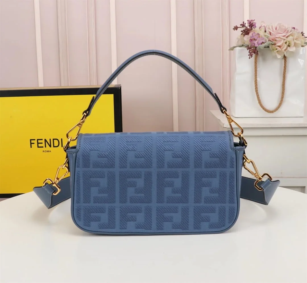 FENDI Baguette F embroidery Light Blue shoulderbag F2029 Size: 26*5*15CM - LITELUX