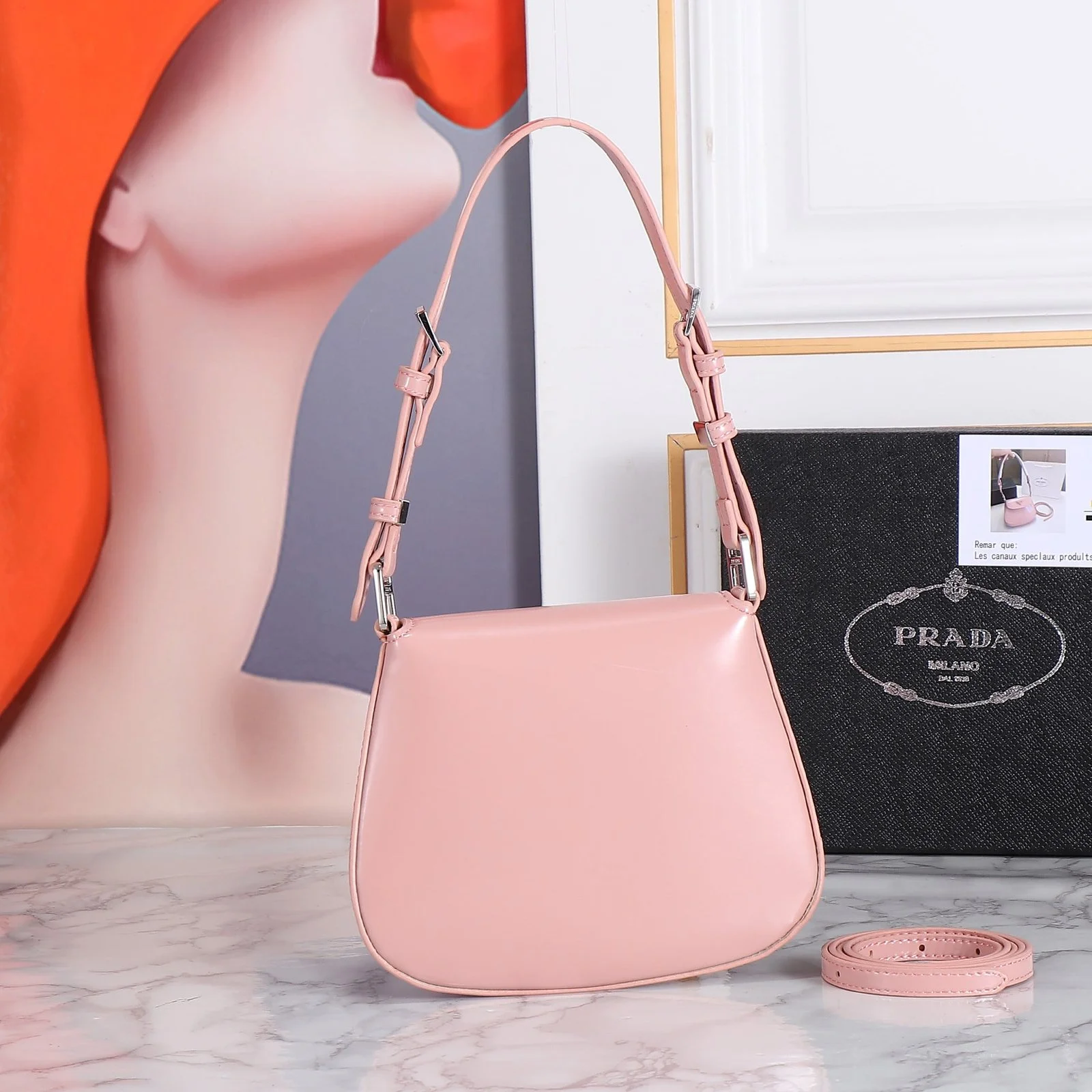 Prada hobo cleo Patent leather 611 pink size:22*13cm - LITELUX