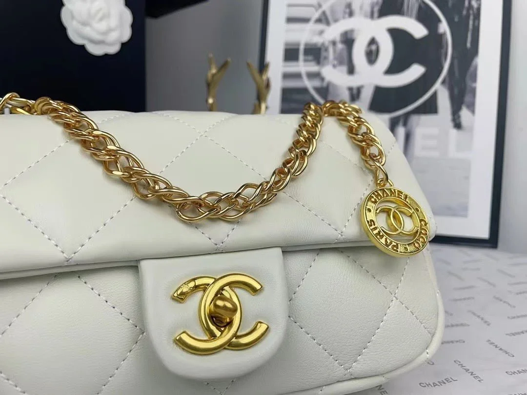 Chanel 2023 new CF White gold bag size: 21*13cm - LITELUX