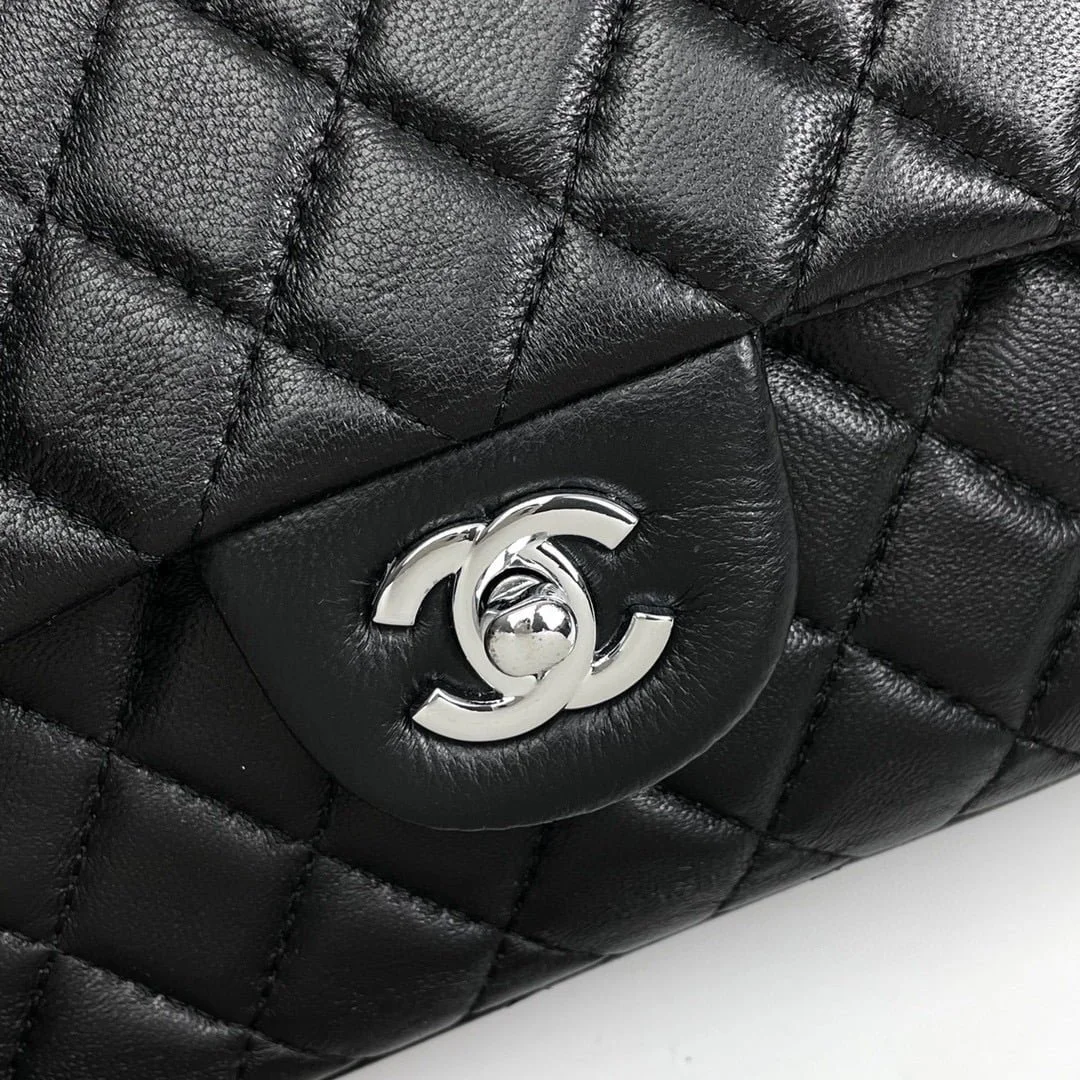 Chanel cf Square Fat 1115 sheepskin leather black size: 18*14*7cm - LITELUX