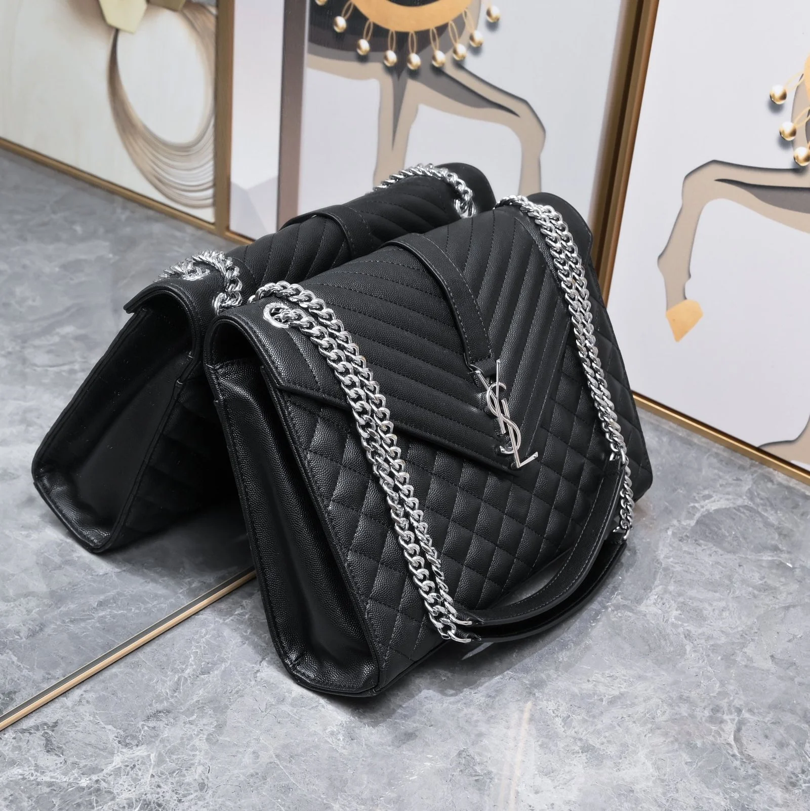 YSL SAINT LAURENT SLP shoulder crossbody bag with sliver hardware A1602 size: 31*20*8cm - LITELUX