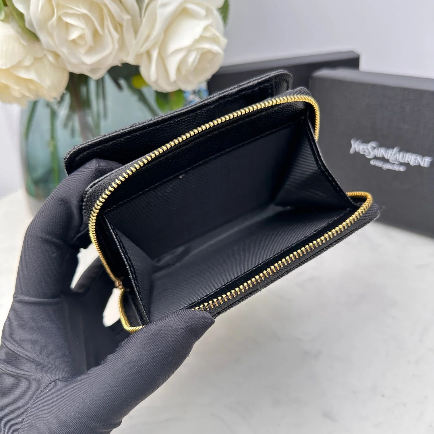 YSL Kat caviar Short round zip wallet 1890 black size: 12*10*3CM - LITELUX