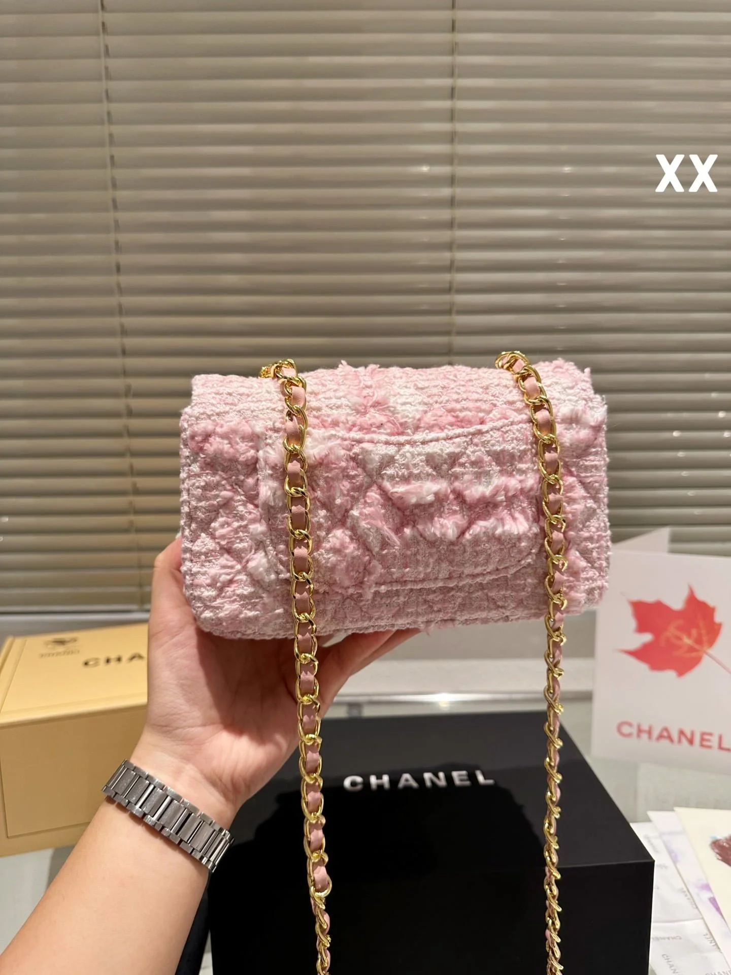 Chanel 22k woolen chain bag pink size: 20*11cm - LITELUX