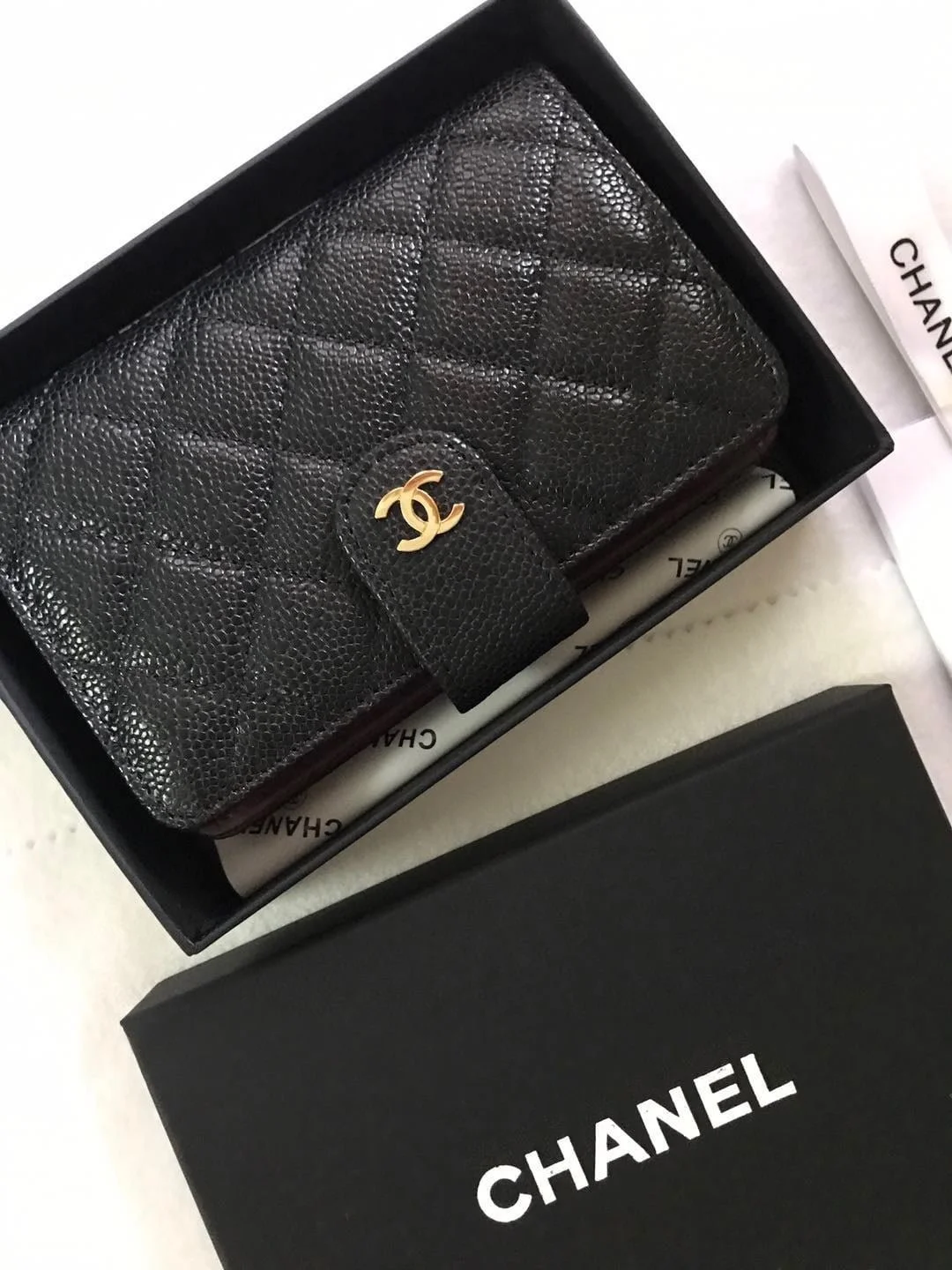 Chanel sheepskin wallet with gold and sliver hardware 50073 size: 15*10cm - LITELUX