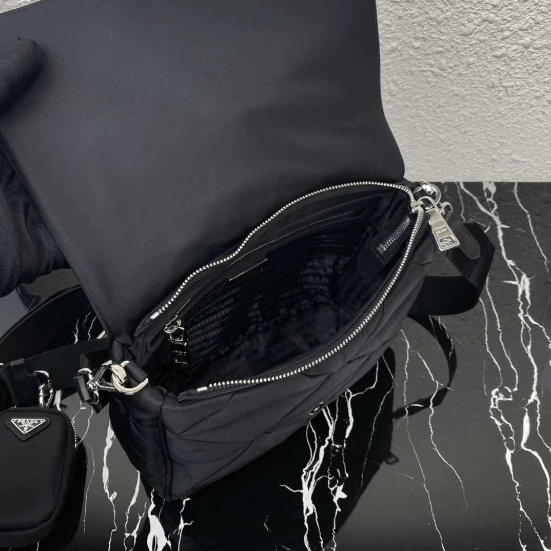 Prada Re-Nylon Three-piece set 1BD290 Shoulder bag black size: 24cmx*17.5cm*8.5cm - LITELUX
