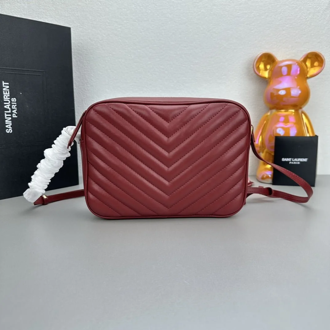 YSL MONOGRAM SAINT LAURENT LOU quilted leather camera bag red with gold hardware 520534 size: 23*16*6CM - LITELUX