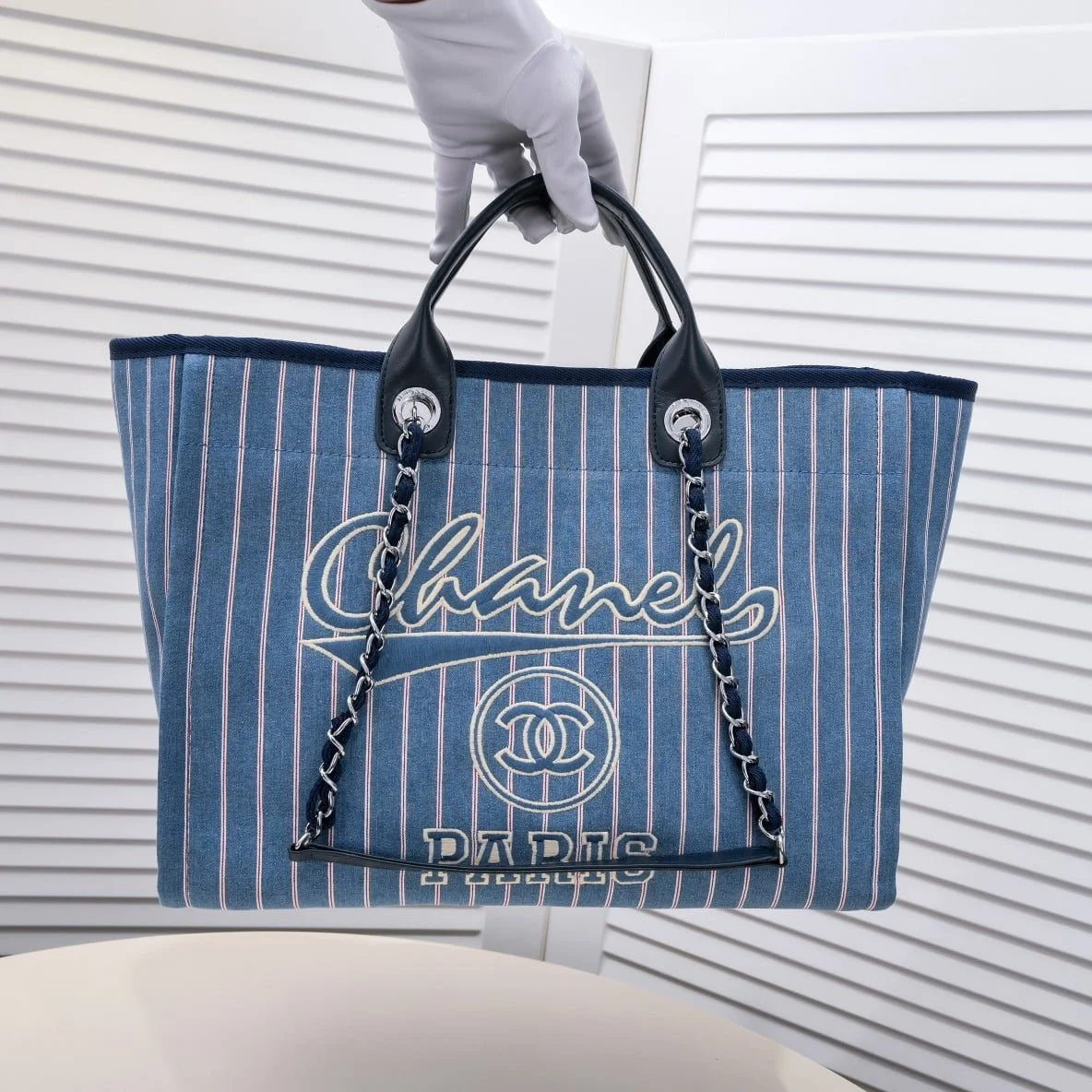 Chanel new beach bag denim bag Black with little wallet size: 48*38*30*14cm - LITELUX