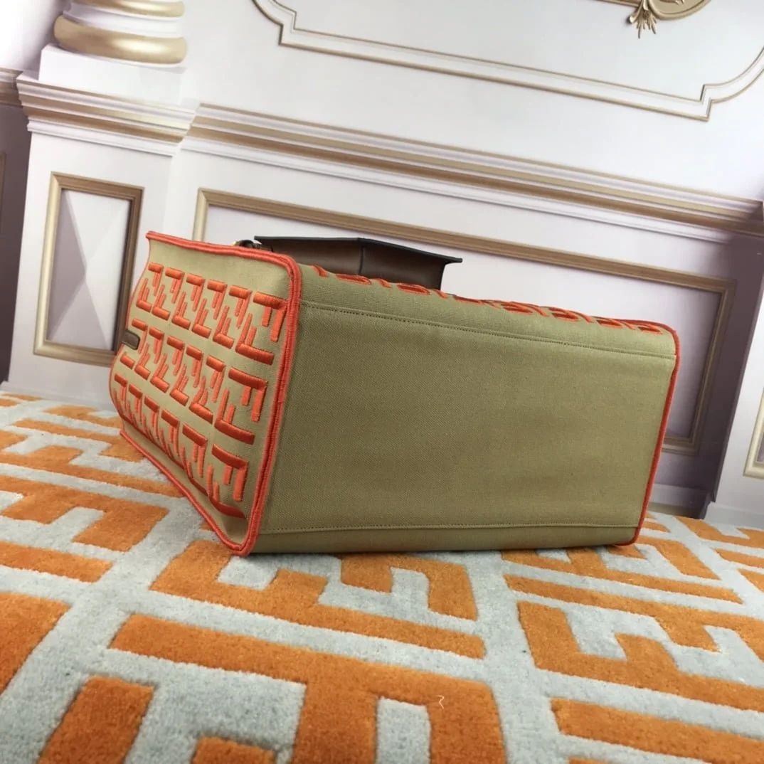 FENDI peekaboo Canvas Tote with mobile phone bag Red 2118 Size: 37*32 cm - LITELUX