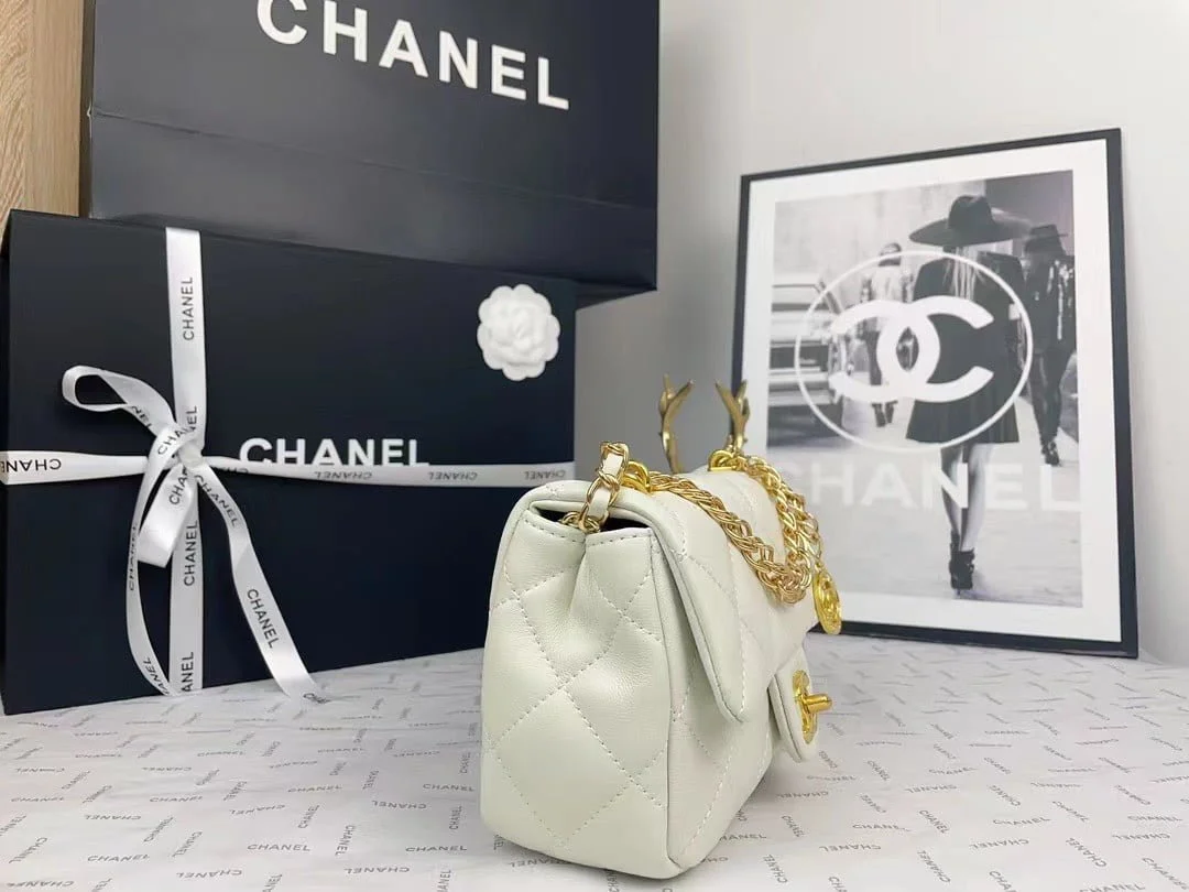 Chanel 2023 new CF White gold bag size: 21*13cm - LITELUX
