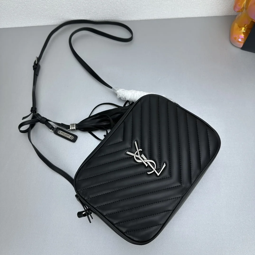 YSL MONOGRAM SAINT LAURENT LOU quilted leather camera bag black with sliver hardware 520534 size: 23*16*6CM - LITELUX