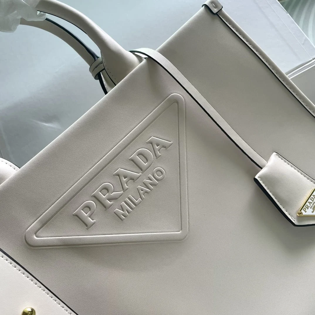 Prada cowhide Saffiano tote bag with leather strap white 1BA270 size: 33*25*11cm - LITELUX